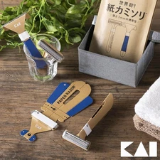 KAI Disposabl Paper Razor Triple Blades Waterproof 10pcs Set Japan New