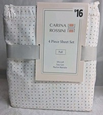 4 Piece Full Size Bed Sheet Set Polka Dot Pattern Ultra Soft Easy Care