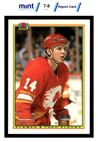 Theo Fleury #102 1990 Bowman Tiffany card