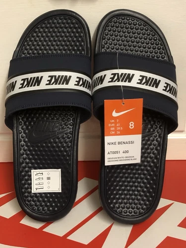 Nike Benassi Slides Uomo Blu Nero UK 7 EUR 41 US 8 AT0051 001 Piscina Spiaggia Palestra
