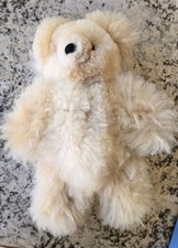 Real Alpaca Fur Cream Teddy Bear Plush 12" Handmade Peru Super Soft