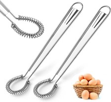 2 Pack Stainless Steel Mini Whisks Spring Coil Wire Egg Beater, Handheld Small 