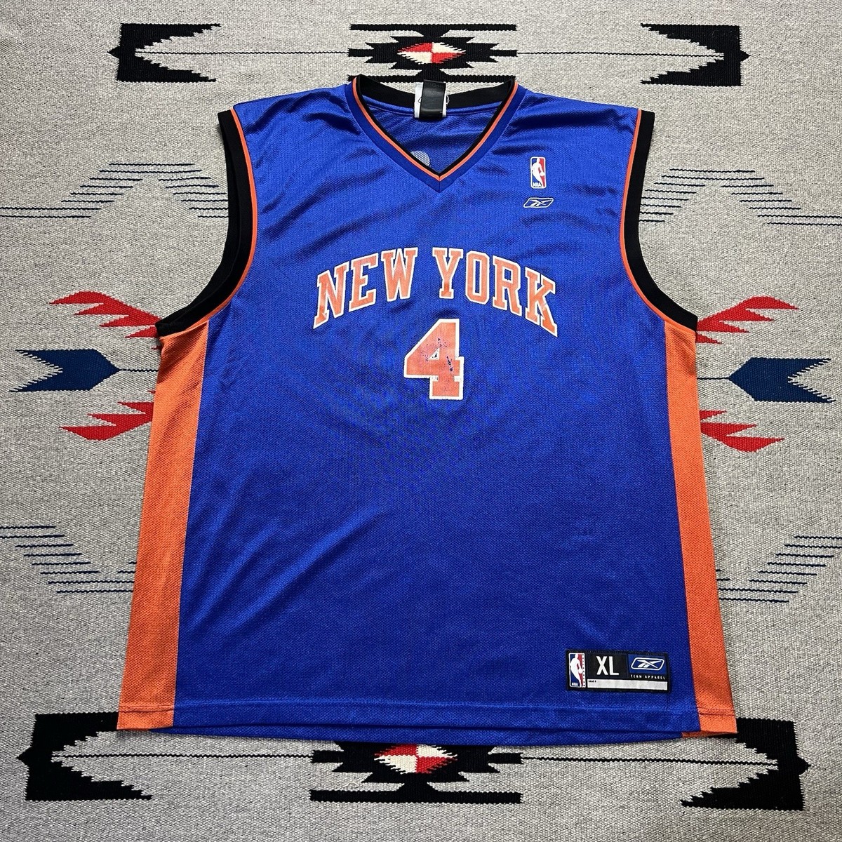 h*1様 Reebok 製NBA NEW YORK KNICKS ジャージ上下( Vintage New York Knicks Reebok NBA Jersey #4 Nate Robinson Mens