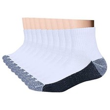 10P Pack Unisex Cotton Moisture Wicking Cushion Ankle 10-13 White/Black Sole