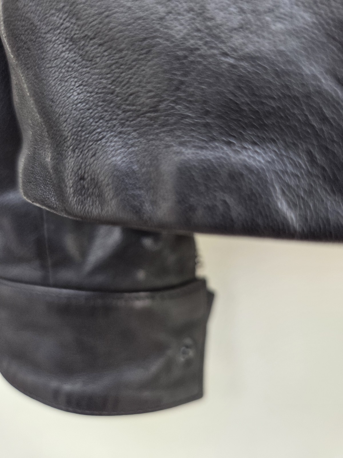 All Saints Black Leather Mens Jacket Size XS Wool Collar Fabulous Condition image 6