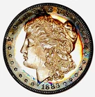 1883-P Frosty Gem BU PL Rainbow Toned  Fully Struck Prooflike Morgan Dollar