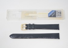 NOS Speidel 14mm Black Flat Unstitched Gator Lizard Grain Watch Band 248-631