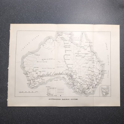 Original 1930 Eisenbahnkarte von athe Australasian Railway Systems 
