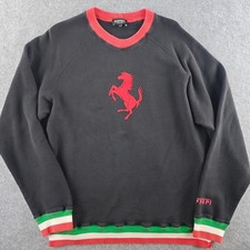 Ferrari Prancing Horse Crewneck Sweatshirt Mens Large Black Vintage Made Italy Ferrari Prancing Horse Crewneck Sweatshirt Mens Large Black Vintage Made Italy