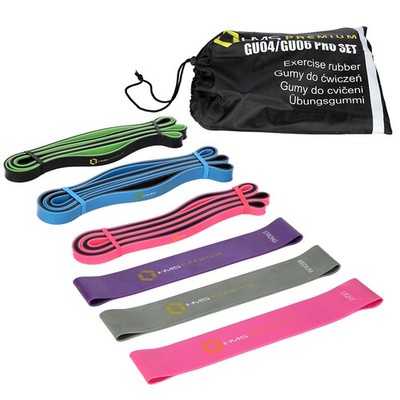HMS GU04 GU06 PRO SET 6x Fitnessbänder Widerstandsband Fitness Gym Training