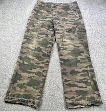 Duluth Trading Flex Fire Hose Pants Mens 36x32 Green Camo Canvas Cargo