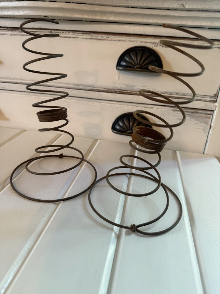 Primitive Rusty  Metal Coil Bed Springs Crafting Farmhouse Long Springy 9” 2 - Image 3 of 4