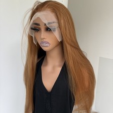 Ginger Brown Women Synthetic Hair Heat Resistant Lace Frontal Wig Long Straight