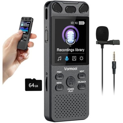 Diktiergerät, Voice Recorder, MP3, 80GB, Mikrofon, Farbdisplay, USB-C, Aufnahme