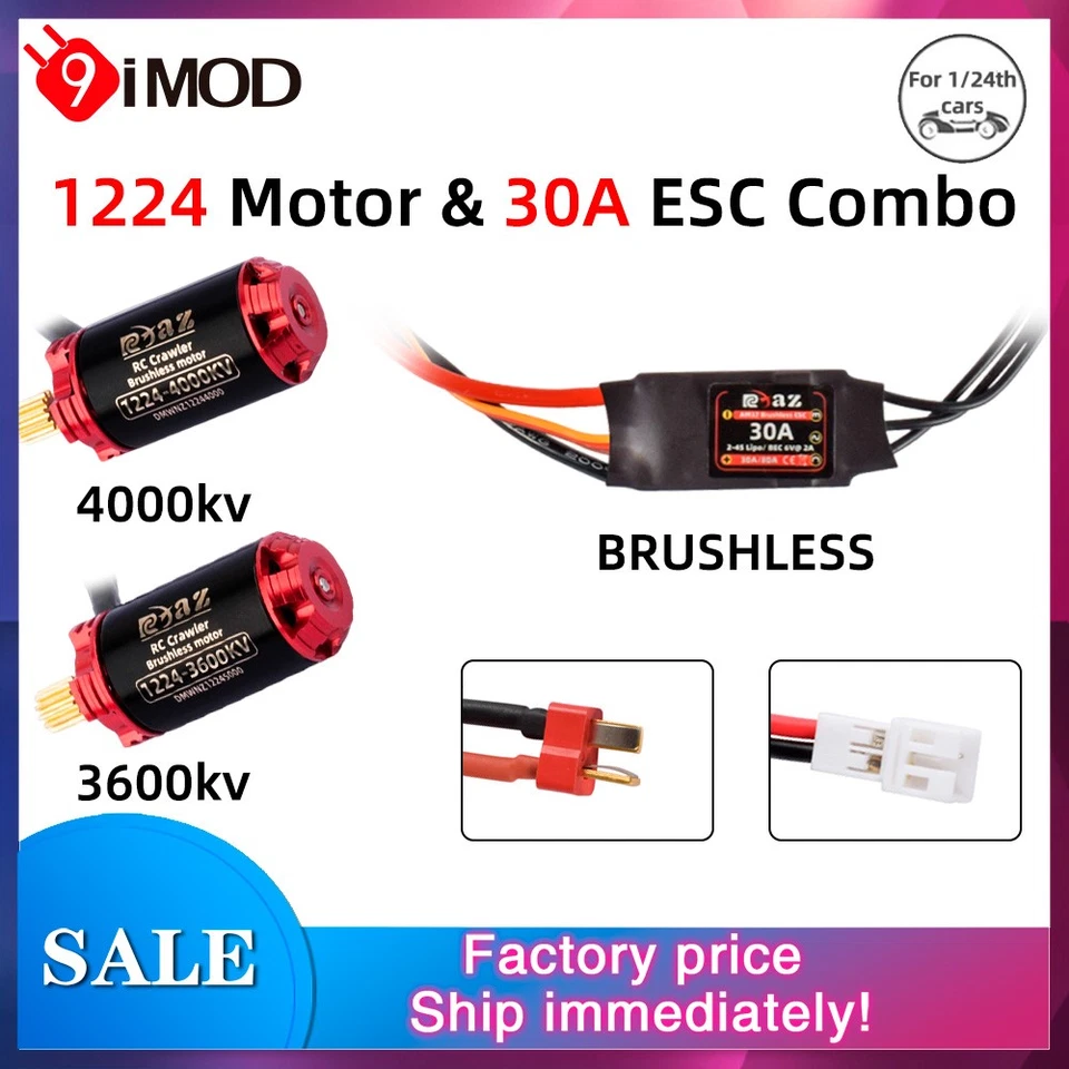 9IMOD Brushless 30A ESC 1224 Motor Combo Mini For 1/24 RC Car Axial SCX24 TRX4M - Image 4 of 4