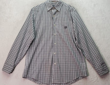 Chaps Dress Shirt Men's M Black Gray Check Stretch Easy Care Collar Button Down