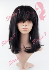 W182 Natural Black Mid Length Sythetic Wig - studio7-uk 