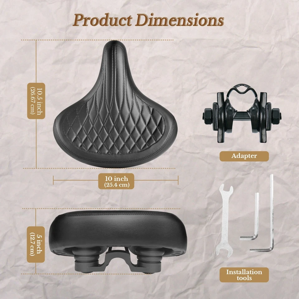 Wide Bike Seat for Men and Women Comfort - Oversized Bicycle Seat Cushion - Image 4 of 4