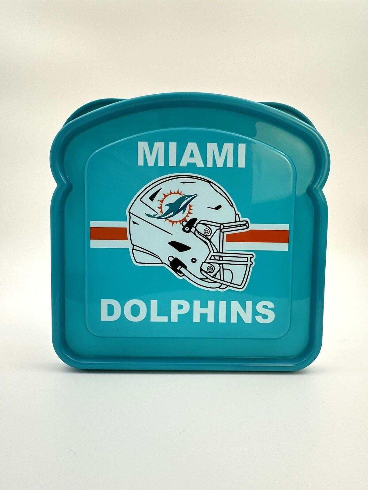 NFL Miami Dolphins Sandwich Food Container Plastic Football Fan Tailgate Storage