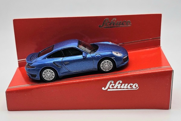 Schuco Porsche Turbo 991 Modellauto 1:64 Metallic Blau SammlerstüCk Neu & Ovp-image