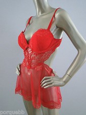 Victoria's Secret Babydoll NEW Red Lace Open Back Babydoll Nightie 36C