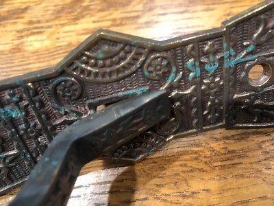 Mallory Wheeler 1870s - 1880s  Eastlake Style T-Mechanical Doorbell  Pull