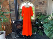 Vintage 1970s Orange Pullover Terry Cloth Beach Cover-up Robe Housecoat