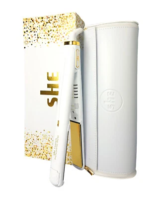 SHE ORIGINAL ICE WHITE GOLD TITANIUM HAIR STYLER & HEAT RESISTANT ROLL BAG 2025