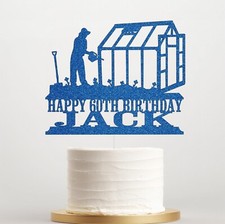 Custom Gardening Retirement Birthday Glitter Cake Topper Name Age Decor