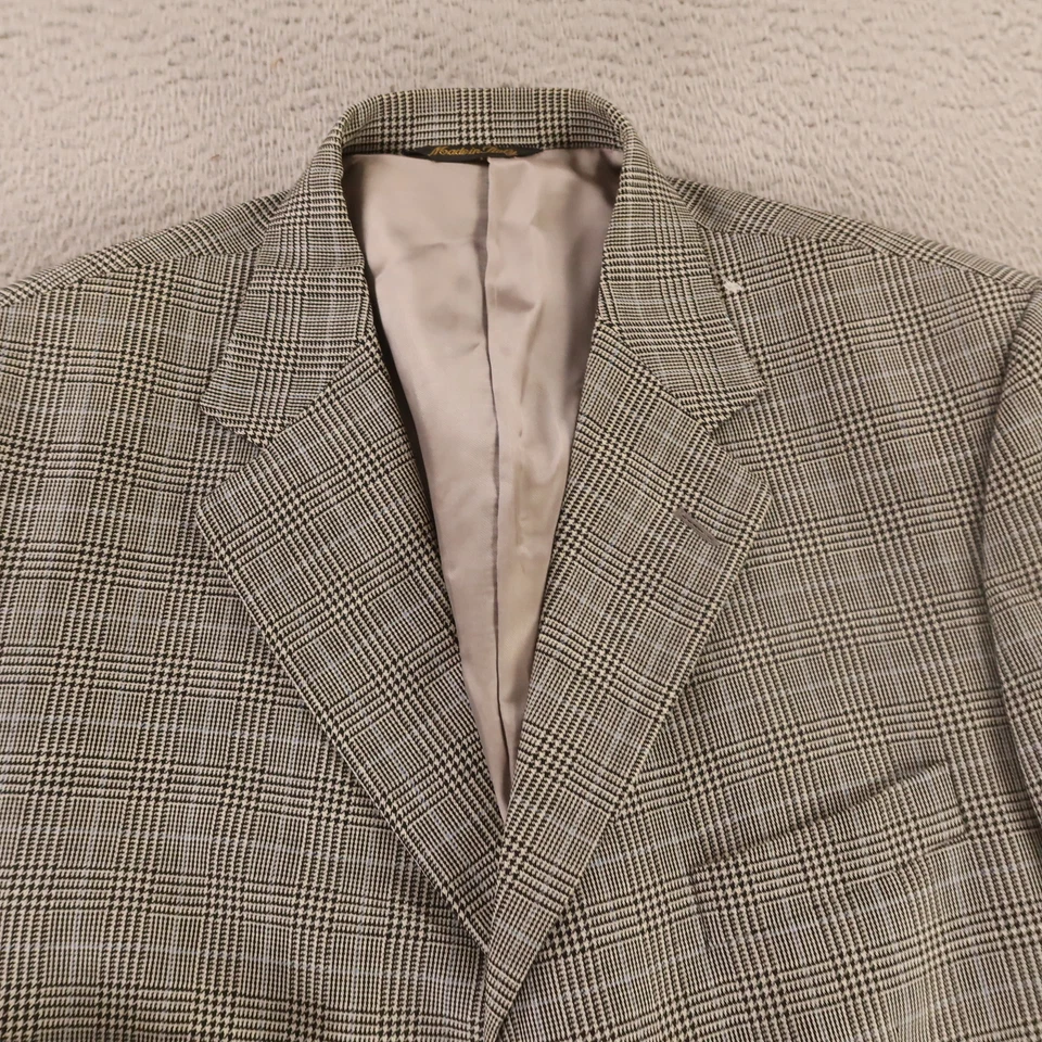 Jaqueta xadrez Príncipe de Gales vintage M cinza xadrez Glen blazer 100% lã Itália 42S - Imagem 2 de 4