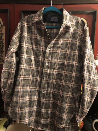 Wool Flannel Button Board Shirt Med 