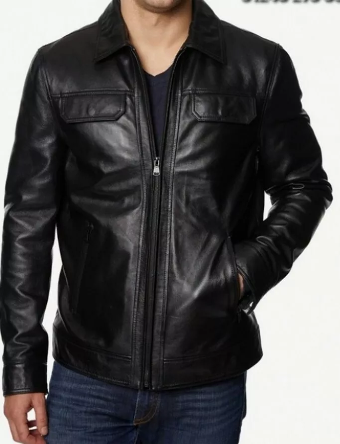 Perry ellis lambskin leather jacket mens sale