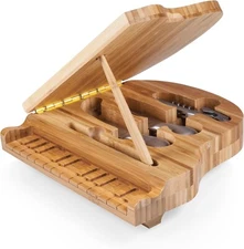 Picnic Time brand Piano Cheese Board & Knife Set (Bamboo)