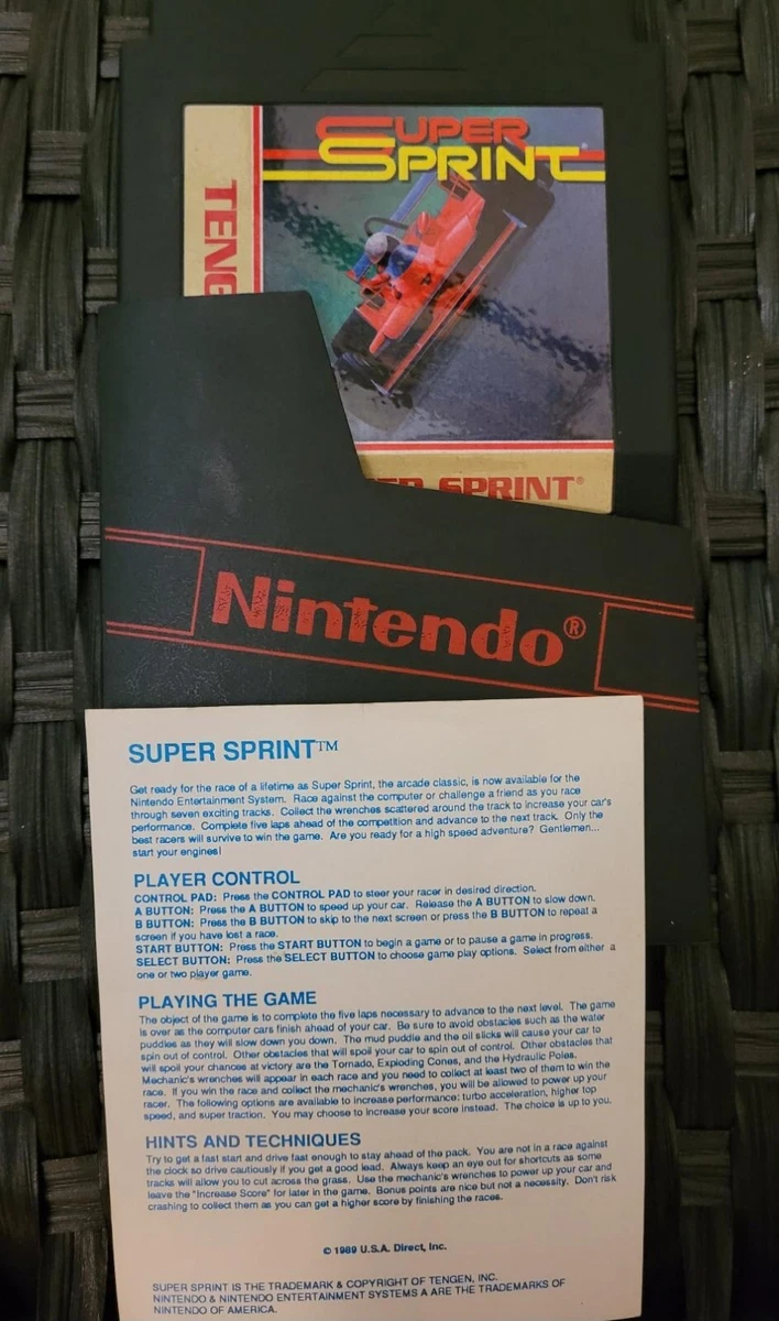 Super Sprint Authentic Nintendo NES Game Tested Working