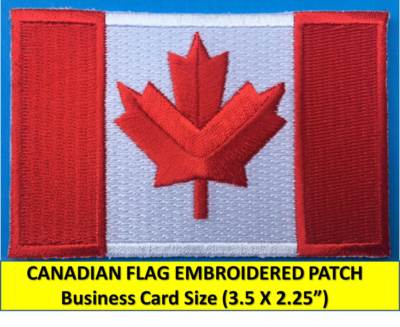 CANADIAN FLAG EMBROIDERED PATCH IRON-ON SEW-ON (3.5x2.25'') CANADA MAPLE LEAF RED