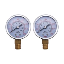 2 pcs Air Compressor Pressure Gauge 0-200 PSI 1/4" NPT Side Mount 2" Face