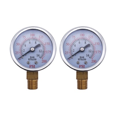 2 pcs Air Compressor Pressure Gauge 0-200 PSI 1/4'' NPT Side Mount 2'' Face
