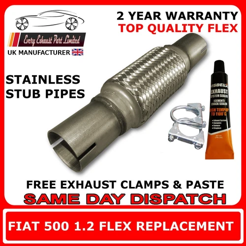Fiat 500 1.2 2007-2015 Exhaust Repair Flexi Flex Replacement for Front Pipe