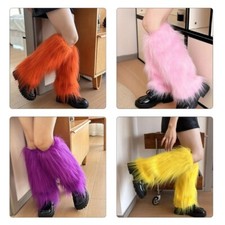 Harajuku Punk Plush Boot Toppers Women Soft Furry Leg Warmers for Winter Warmth