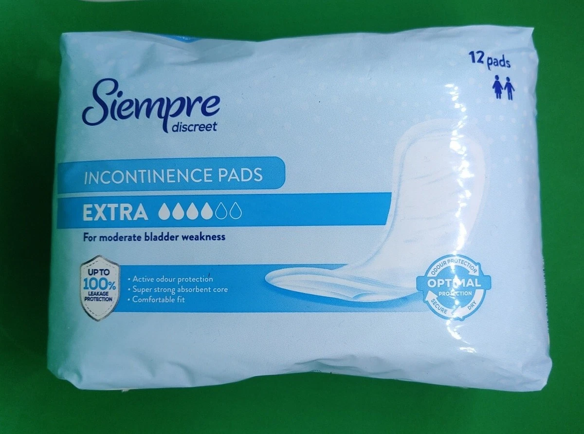 Siempre Incontinence Pads 12 Pads Discreet Odour Protection Extra Comfort  Strong