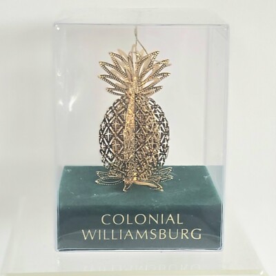 Colonial Williamsburg 3D Pierced Pineapple Christmas Ornament Brass 18k 161480