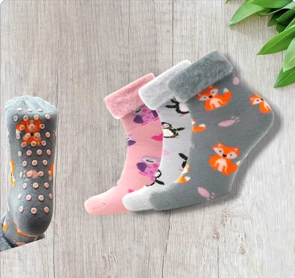 1-3 пары дамских теплых пушистых носков с анималистическим принтом на лодыжке тепловые противоскользящие - Изображение 4 из 4