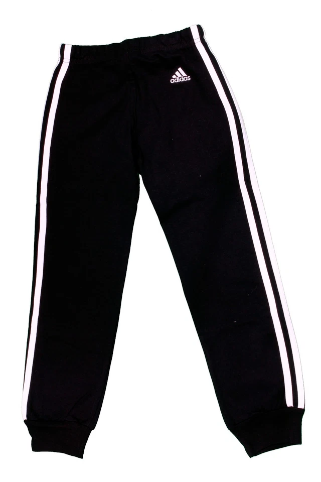 Pantalone lungo da bambino bambina nero Adidas palestra sport casual moda molla - Immagine 2 di 2