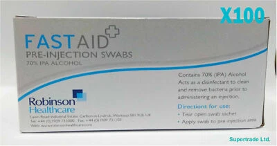 Fast Aid Pre-Injection Swabs 70% IPA Alcohol Wipes Piercing Tattoo Nail Medical