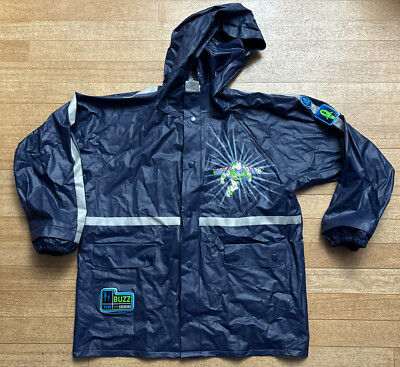 Disney Store Toy Story Buzz Lightyear Poly-Vinyl Rain Jacket Boy Large  10-12