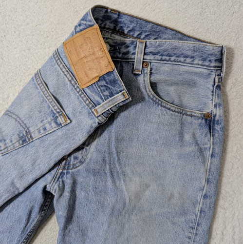 Vintage Levis 501 Button Fly Jeans Size 34x30 90s Light Blue Denim Made in USA