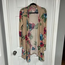 Floral Open-Front Cardigan Top Size L