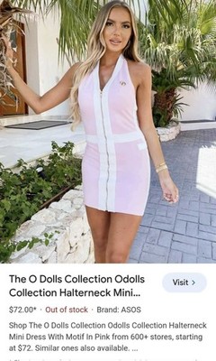 ODOLLS Women's Size Small Pink & White Sleeveless Form Fitting Dress
