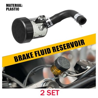 Universal Motorcycle Rear Brake Fluid Reservoir Black 2PCS Fit Honda Kawasaki US