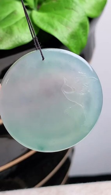 #ad #ad Cerified Untreated Old Pit Ice Clear Water Jadeite Jade Crane Pendant $3169.00